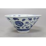 A Chinese blue and white bowl, diameter 15cmCONDITION: There are typical minor flaws in the