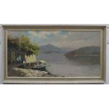 G. de Giorgi, oil on canvas, Italian lake scene, signed, 39 x 79cm