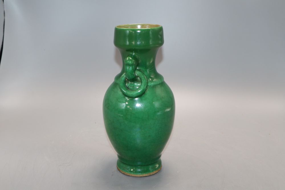 A Chinese green Langyao vase, c.1800, height 23cmCONDITION: There is a large split reaching from his - Bild 4 aus 7