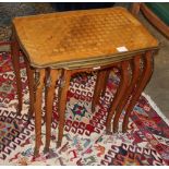 A nest of three French transitional style mahogany tea tables, W.58cm, D.36cm, H.55cm