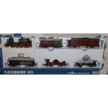 Fleischmann boxed HO train sets: 4885, 4895, 4897, 4898, boxes damaged and 4898 lacking locomotive