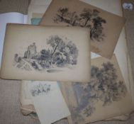 Sophie M. Buttar. (fl. mid 19th century), a group of assorted pencil and pastel sketches, Student