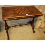 A Victorian rosewood games table, W.92cm, D.50cm, H.72cm