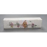A Chinese famille rose scroll weight, length 21cm