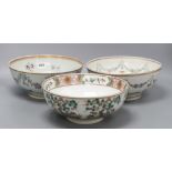 Two Samson famille rose bowls, in Qianlong style and a Japanese kutani bowlCONDITION: Both Samson