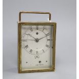 A 19th century French brass alarm timepiece, marked Reveil