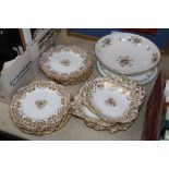 A 19th century English porcelain dessert set, a Minton bowl and a platter