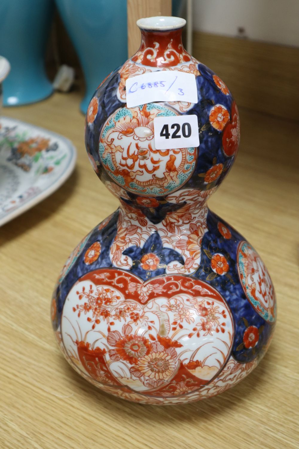 A Japanese Imari gourd shaped vase, height 30cm - Image 2 of 2