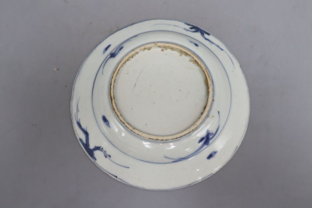 A Chinese blue and white Kraak plate, Ming dynasty, diameter 20.5cm - Image 2 of 2