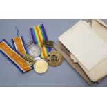 A WWI pair of medals and memorial plaque to Frank Pullin, Royal Engineer's 132379, 180 Company,