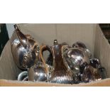 A mid 19th century Old Sheffield plate hot water pot and other minor silver plate