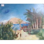 Harold Cohn (1908-1982), oil on board, 'Guaxmas from Playa d'Cortes', signed with COA verso, 50.5