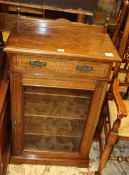 An Edwardian satinwood banded walnut music cabinet, W.59cm, D.36cm, H.94cm