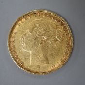 A Victoria gold sovereign, 1876M.