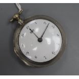 A George III silver pair cased keywind verge pocket watch by Joseph Gatwood, Tonbridge, with