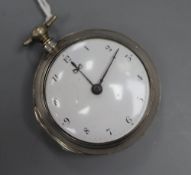 A George III silver pair cased keywind verge pocket watch by Joseph Gatwood, Tonbridge, with