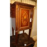 An Edwardian marquetry inlaid mahogany bedside cabinet, W.40cm, D.33cm, H.82cm