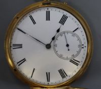 A late Victorian 18ct gold keyless lever half hunter pocket watch, by Jay's numbered 1883.CONDITION: