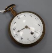 A late 18th / early 19th century gilt metal keywind verge pocket watch by William Orpwood,