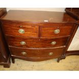A Regency mahogany bowfront chest, two short and two long graduated drawers, on swept bracket