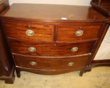 A Regency mahogany bowfront chest, two short and two long graduated drawers, on swept bracket