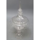 A Victorian cut glass sweetmeat jar and cover, height 34cm