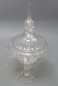 A Victorian cut glass sweetmeat jar and cover, height 34cm