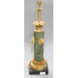 A Hobbs ormolu and marble table lamp, overall length 64cm