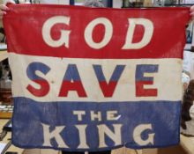 A George V commemorative flag 'God save the King'