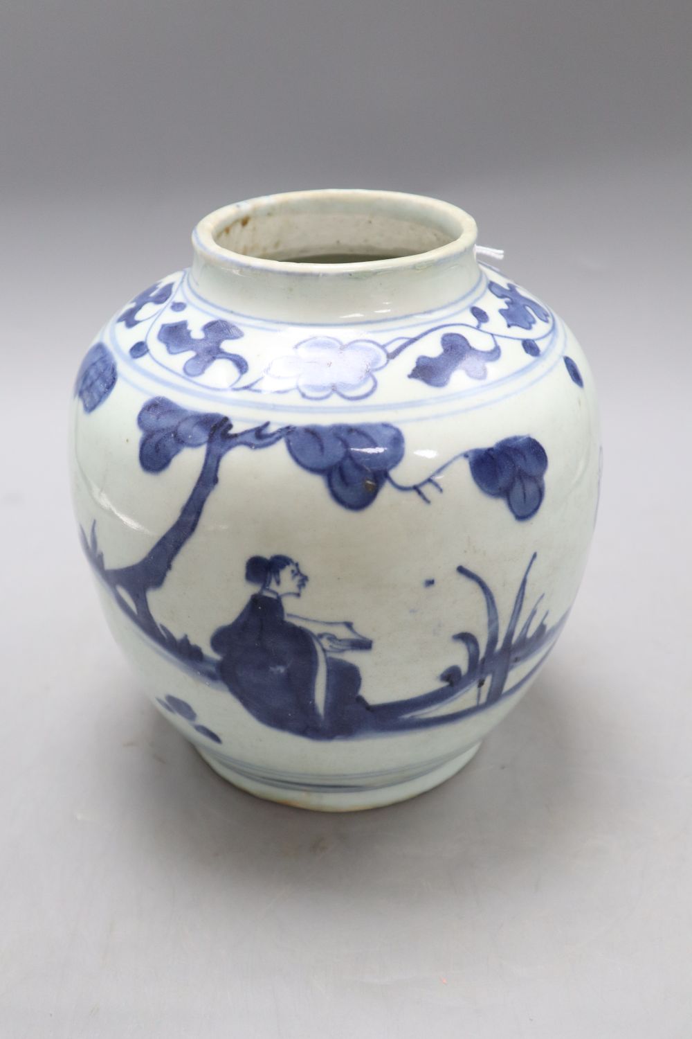 A Chinese Late Ming blue and white 'landscape' jar, height 19cm, with certificate of authenticity, - Image 3 of 6