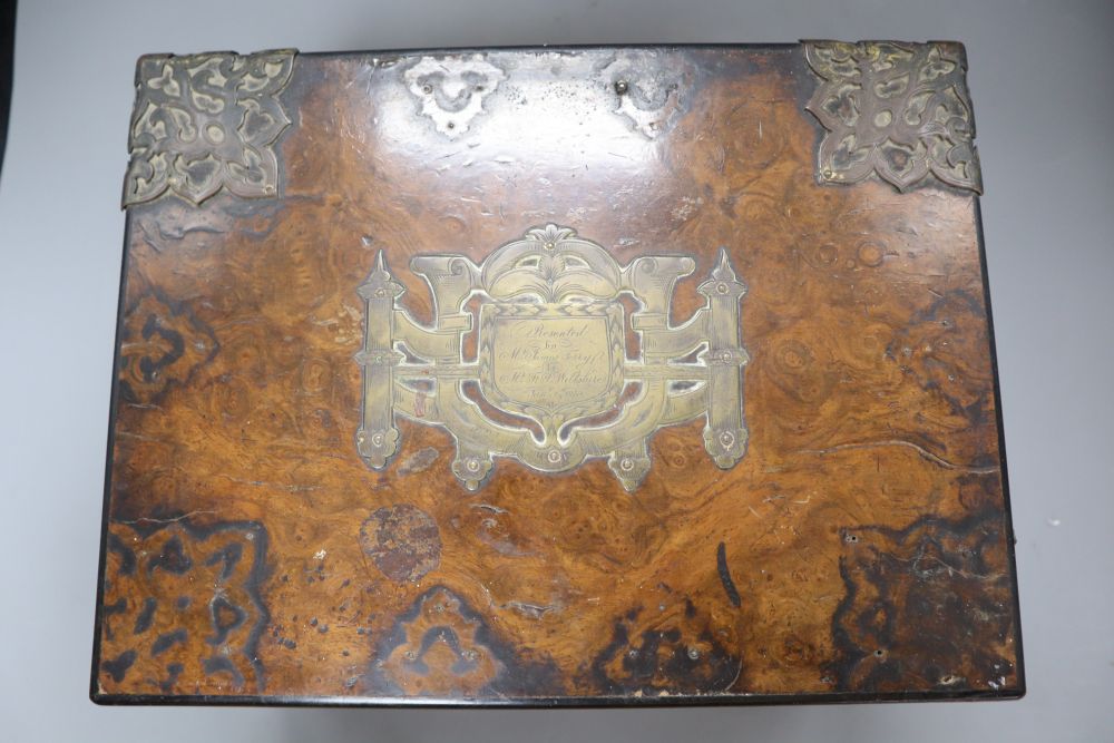 A Victorian walnut brass-mounted box - Image 5 of 7