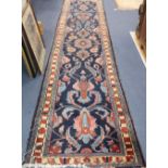 A Hamadan blue ground runner, 360 x 85cm