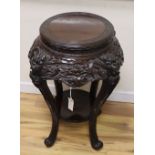A Japanese lacquered wood stand, Meiji period, 52cm diameter, H.76cm