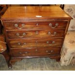 A small George III mahogany chest with brushing slide, four graduated drawers, on later ogee bracket