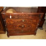 A 19th century French marquetry inlaid mahogany chest, W.115cm, D.58cm, H.100cm