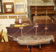 A model of a 14-gun brig sloop, L.104cm, H.85cm