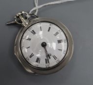 A George III silver pair cased keywind verge pocket watch by John Godden, Malling, with Roman