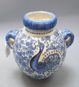 An Italian maiolica 'peacock' vase, height 27cm