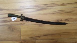 A German hunting hangar with green stained horn grip, length 68cm