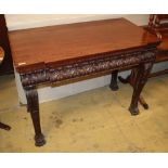 A George III style mahogany breakfront console table, W.114cm, D.62cm, H.85cm