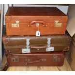 An Asprey & Co tan leather valise case, and six other cases