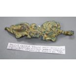 A Chinese bronze belt hook Han/Ming dynasty