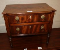 A George IV mahogany miniature two drawer chest, W.46cm, D.29cm, H.42cm