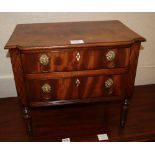 A George IV mahogany miniature two drawer chest, W.46cm, D.29cm, H.42cm