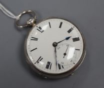 A George IV silver keywind duplex pocket watch by Hand, Dublin, with Roman dial and subsidiary