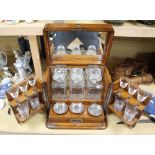 A Victorian oak-cased decanter / games box, height 33cm
