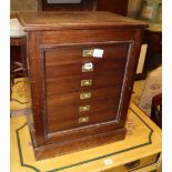 A Victorian dwarf mahogany specimen cabinet, on plinth base, W.51cm, D.36cm, H.64cm