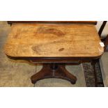 An early Victorian rosewood folding card table, W.91cm, D.45cm, H.72cm