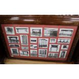 Two pairs of hardwood veneered picture frames, floral painted mahogany and oyster cut yew wood,