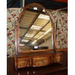 An 18th century style banded walnut toilet mirror with box base, W.54cm, D.20cm, H.70cm